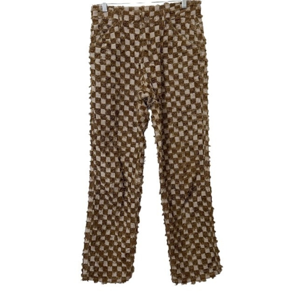 Pleasures Brown Fray Checker Curfew Work Streetwear Pants Mens 30‎ x 32